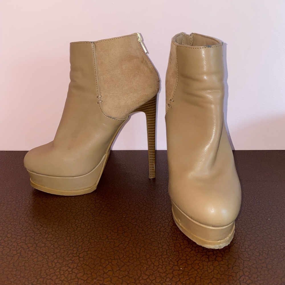 Tan Forever 21 bootie heels